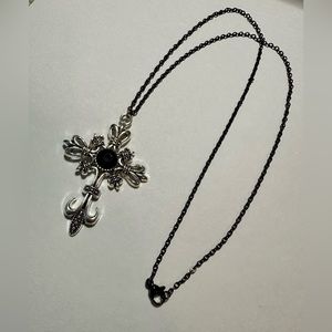 Gothic Dark Silver Cross Vampire Necklace Chain Jewelry Halloween